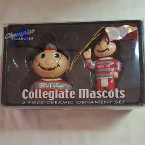 Brutus Buckeye Collegiate Mascot Ornament Set